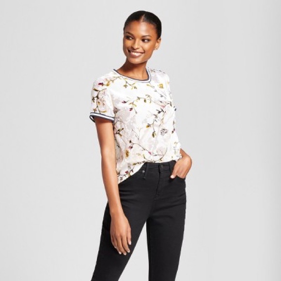 a new day Tops - a new day | Velvet Burnout Floral Short Sleeve Top